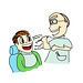 Vector cartoon of dentist with patient