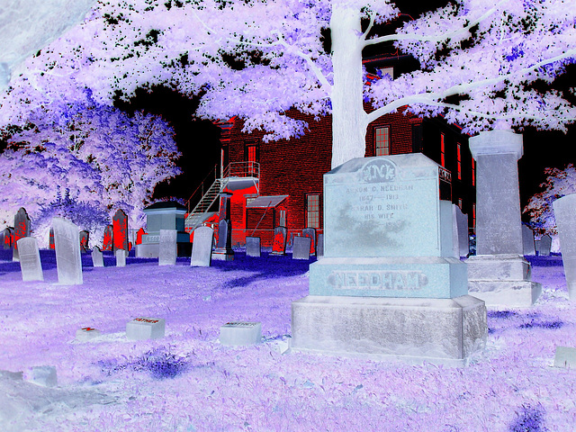 Whiting church cemetery. 30 nord entre 4 et 125. New Hampshire, USA. 26-07-2009-  Négatif avec soupçon de rouge