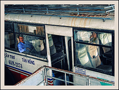two lonesome people in a rotten bus