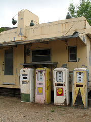 Gas Pumps & Old Diner