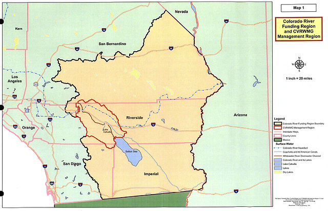 Map 1 - Colorado River Funding Region and CVRWMP Management Region