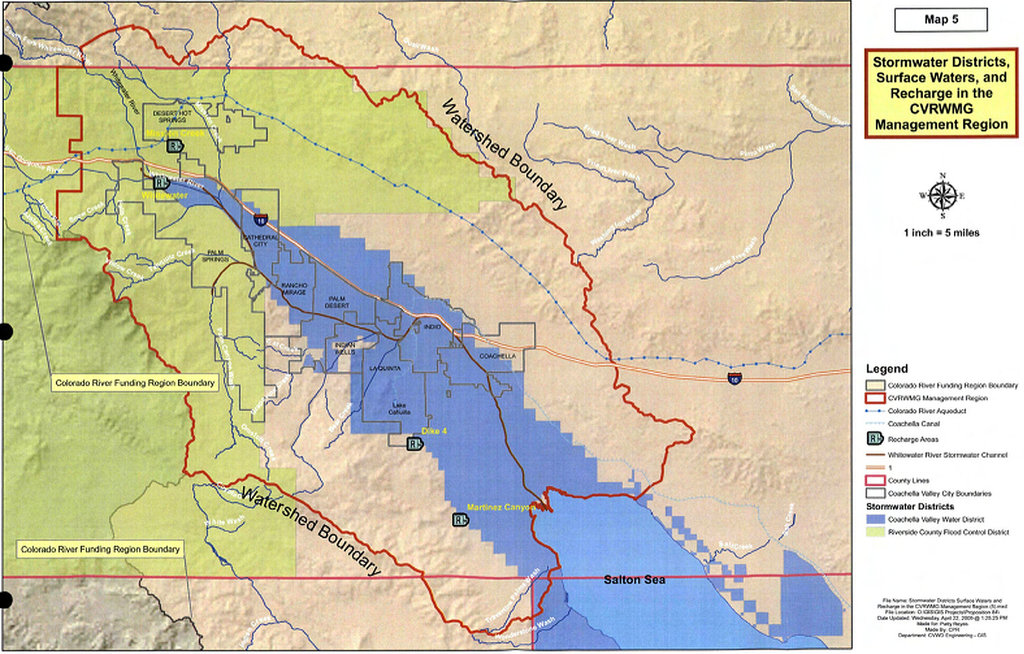 Map 5 - Stormwater Districts, Surface Waters, and Recharge in the CVRWMG Managem