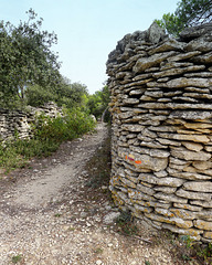 Traditional wall with waymarker