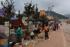 Market along the highway to the Chinese border