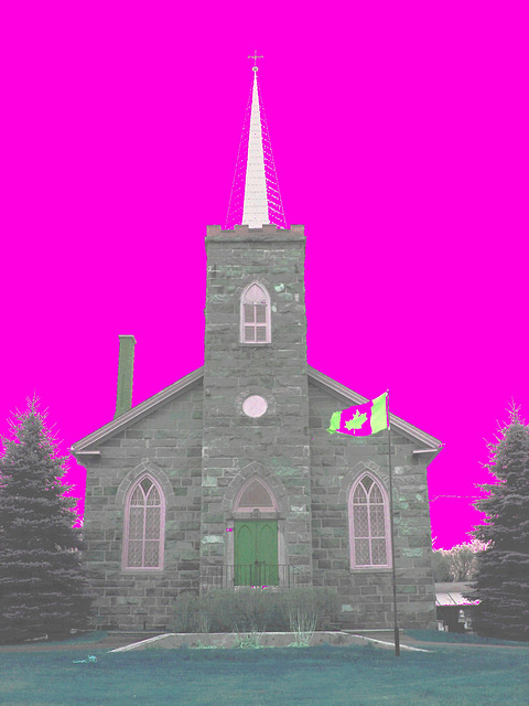Église et cimetère de Dunham. Québec, Canada . 21-11-2009 -  Religieusement photofiltrée