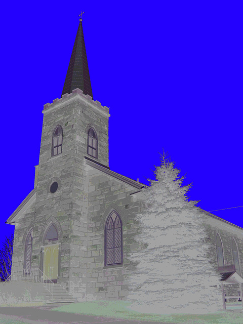 Église et cimetère de Dunham. Québec, Canada . 21-11-2009-  Religieusement photofiltrée