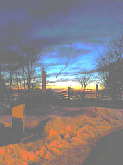Coucher soleil au belvédère /  Viewpoint sunset  - Dans ma ville / Hometown -  2 mars 2010 - Fortement éclaircie avec couleurs ravivées
