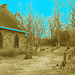 St.Marys Anglican church Como et cimetière - Hudson QC.  25-03-2010 - Sepia au ciel bleu photofiltré