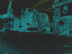 Halifax by the night . Nouvelle-Écosse ( NS)  Canada.   22 Juin 2008  - Contours de couleurs en négatif