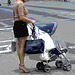 Canal street.  New-York city- Juillet 2007   - Canal street high-heeled mom / Juillet 2007 - Postérisation