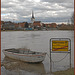 Flood water at ferry boat Mainstockheim