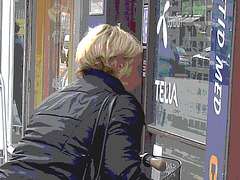 Bageri blonde Danish mature biker in chunhy hammer heeled boots /  Copenhagen, Denmark - 19-10-2008- Postérisation