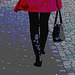 Choklad blond swedish Lady in red with sexy high-heeled boots / Blonde en rouge avec bottes de cuir à talons hauts - Postérisation