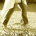 La Dame Hemlex en escarpins blancs / Hemtex Lady in white high heels shoes -  Ängelholm  /  Suède - Sweden.  23 octobre 2008 - Sepia