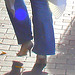 La Dame Hemlex en escarpins blancs / Hemtex Lady in white high heels shoes -  Ängelholm  /  Suède - Sweden.  23 octobre 2008 - Couleurs ravivées