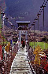 Rope bridge over the Paro river