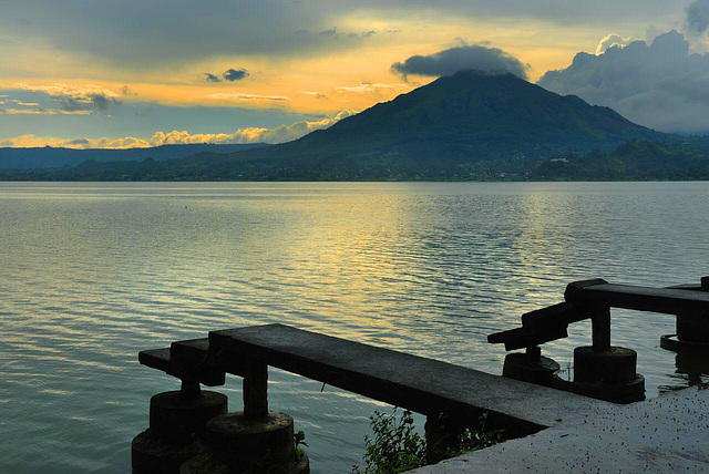View to the Batur mountaian from the village pier