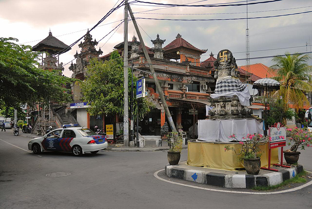 Road junction in Sanur on Bali