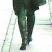 Black coat pony tail booted danish  blond  / Copenhagen, Denmark.  20-10-2008  - RVB postérisé