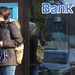 Handlesbanken booted swedish Lady with her dog /  La Dame bottée Handlesbanken avec son petit chien mignon -  Ängelholm / Suède - Sweden.   - 23-10-2008 - Quadruple pointillisme
