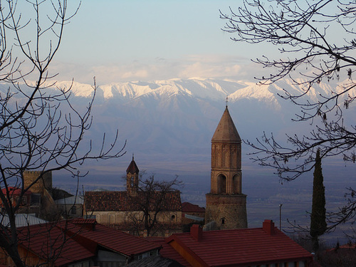 Evening Sun Hitting the Caucasus Mountains