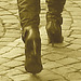 Dimani Swedish blond Lady in Dominatrix Boots /  Blonde suédoise en bottes à talons aiguilles -  Ängelholm / Suède - Sweden.   23-10-2008-  Sepia