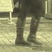 Direkten Lady in chunky flat heeled Boots /  La Dame Direkten en bottes à talons trapus -  Ängelholm / Sweden - Suède - 23 octobre 2008 - Vintage