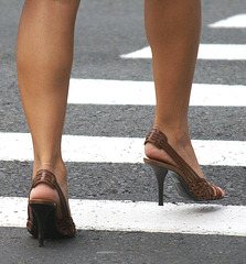 michael kors heels crossing the street (F)