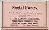 Social Party at the Lansingville Hotel, February 22, 1884