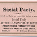 Social Party at the Lansingville Hotel, February 22, 1884