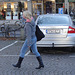 La jeune blonde Synsam en bottes à talons hauts moyens / Synsam Swedish blond Lady in tight heans with sexy low-heeled Boots - Ängelholm / Suède - Sweden.