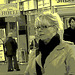 La Dame blonde Rikstelefon avec lunettes et bottes sexy / Rikstelefon Blond mature Lady with glasses in jeans and flat sexy Boots - Ängelholm  / Suède - Sweden.  23-10-2008- Vintage postérisé