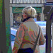 La Dame blonde Rikstelefon avec lunettes et bottes sexy / Rikstelefon Blond mature Lady with glasses in jeans and flat sexy Boots - Ängelholm  / Suède - Sweden.  23-10-2008- Postérisation