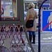 La Dame blonde Rikstelefon avec lunettes et bottes sexy / Rikstelefon Blond mature Lady with glasses in jeans and flat sexy Boots - Ängelholm  / Suède - Sweden.  23-10-2008 -  Postérisation
