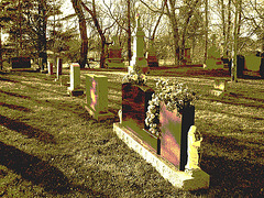 Cimetière et église / Church and cemetery - St-Eugène / Ontario, CANADA -  04-04-2010 - Sepia postérisé