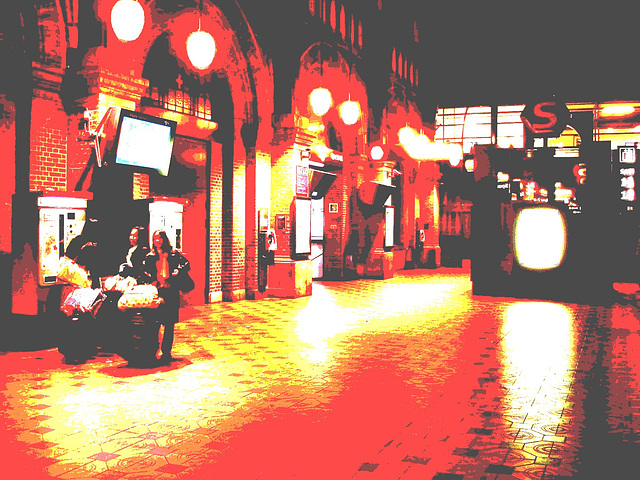 DSB Billetautomat à saveur Asiatique / DSB Billetautomat Asian beauties -Gare centrale de Copenhague / Copenhagen central train station - Danemark / Denmark.  19/10/2008   - Postérisation