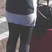 La jeune Dame SkaneExpressen en jupe courte et bottes à talons plats / SkaneExpressen pony tail Lady in short skirt and sexy flat boots  Ängelholm / Suède- Sweden .  23-10-2008