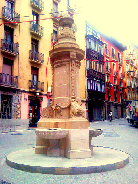 Pamplona: fuente en la calle Navarrería.