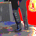 Blonde suédoise en jupe courte et bottes noires sexy / Perssons ur blond Lady in short dress and flat sexy black leather boots - Ängelholm / Suède - Sweden -  23-10-2008 - Cocktail photofitre