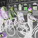 La Cycliste Giro / Giro Lady biker - Copenhague / Copenhagen - Danemark / Denmark.  20 octobre 2008 -  Négatif RVB