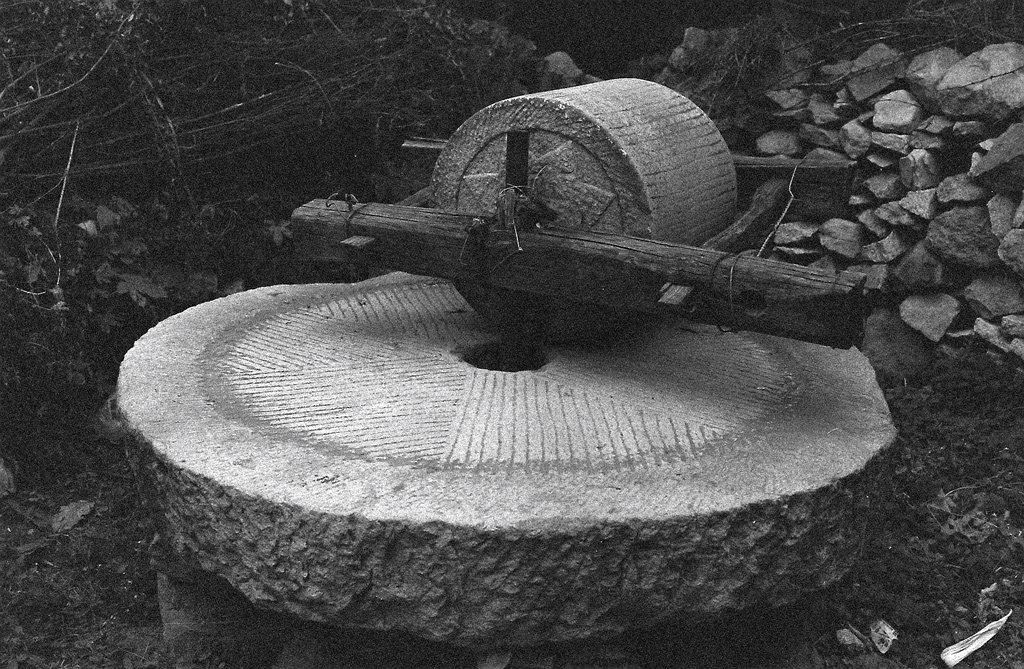 Traditional stone mill grinder in rural China