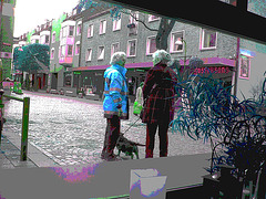 Swedish mature duo and dog /  Belles Dames suédoises et petit toutou gentil -  Ängelholm / Suède - Sweden.  23-10-2008  - Postérisation RVB