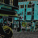 Swedbank Blond mom in SS boots with her readhead friend /  Maman blonde en bottes SS avec sa copine rouquine gentil -  Ängelholm / Suède - Sweden.  23-10-2008- Contours de couleurs en négatif