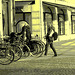 Rouquine et blonde cyclistes en baskets / Readhead & blond young bikers in sneakers - Ängelholm  / Suède - Sweden.  23-10-2008 - Vintage postérisé