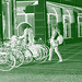 Rouquine et blonde cyclistes en baskets / Readhead & blond young bikers in sneakers - Ängelholm  / Suède - Sweden.  23-10-2008- Vintage négatif RVB