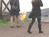 Jeune blonde Suédoise en bottes à talons plats / Young Swedish Blond Lady in flat boots and sexy outfit - Enehall Pensionat-  Båstad / Sweden - Suède.  21 octobre 2008.