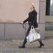 Swedish blond booted shopper with sexy boots / Blonde suédoise en bottes sexy faisant ses courses