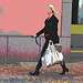 Swedish blonde booted shopper with sexy boots /  Blonde suédoise en bottes sexy faisant ses courses - Ängelholm / Suède - Sweden.  23-10-2008-  Postérisation