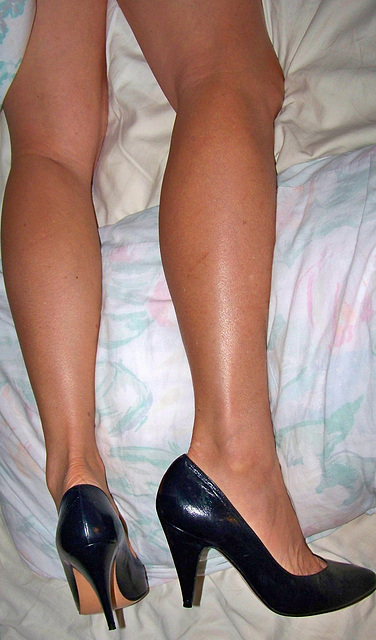 wife's hot legs with  heels