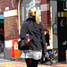 Typique jeune blonde suédoise en mini-jupe et bottes à talons hauts / Typical Swedish blond in high-heeled boots and miniskirt - sexy  - Ängelholm / Suède - Sweden.  23-10-2008 -  Postérisation